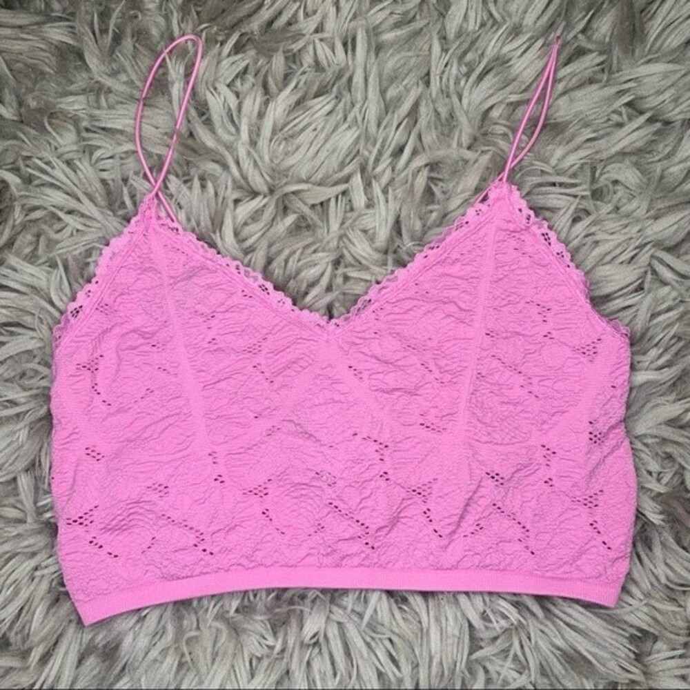 ZARA pink lace trim bralette crop top women's size XS